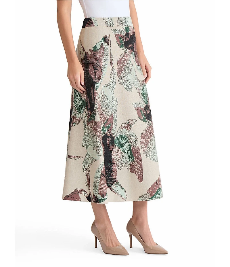 MISOOK Coordinating Abstract Jacquard Soft Knit A-Line Midi Skirt