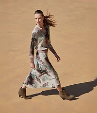 MISOOK Coordinating Abstract Jacquard Soft Knit A-Line Midi Skirt