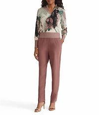 MISOOK Abstract Jacquard Soft Knit V-Neck Long Sleeve Coordinating Sweater