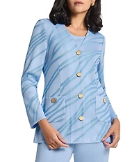 MISOOK Abstract Knit V-Neck Long Sleeve Jacket