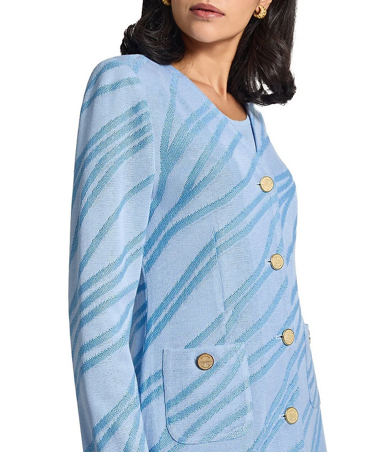 MISOOK Abstract Knit V-Neck Long Sleeve Jacket
