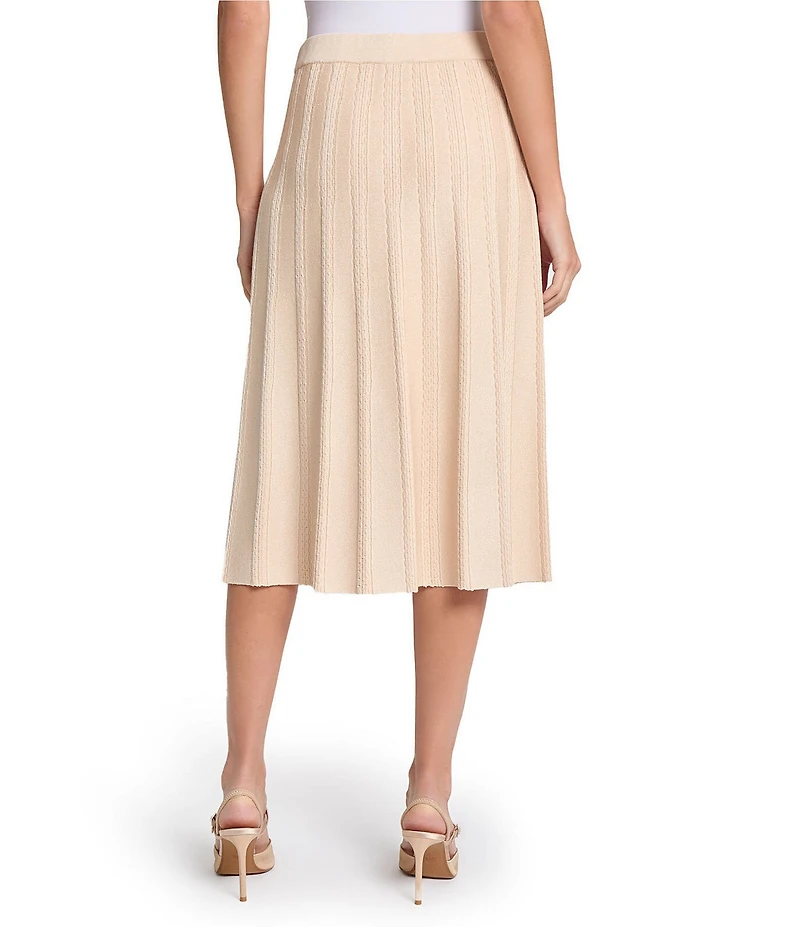 MISOOK Braided Texture Knit Pull-On Flare Midi Skirt