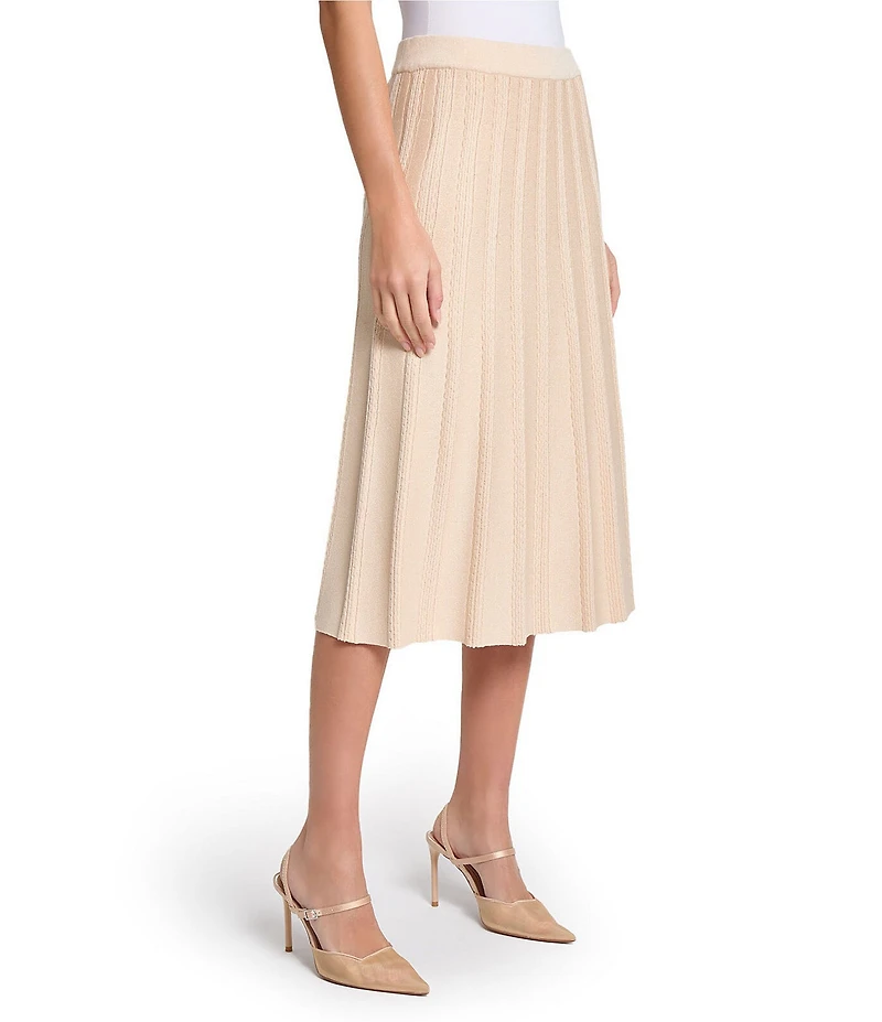 MISOOK Braided Texture Knit Pull-On Flare Midi Skirt