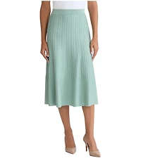 MISOOK Coordinating Lightweight Ribbed Knit A-Line Midi Skirt