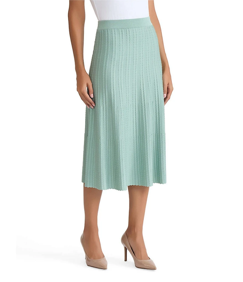 MISOOK Coordinating Lightweight Ribbed Knit A-Line Midi Skirt