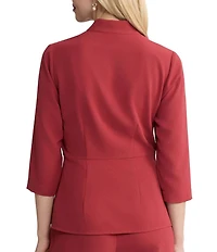 MISOOK Crepe De Chine Mandarin Neck 3//4 Sleeve Adjustable Buckle Asymmetric Hem Wrap Blouse