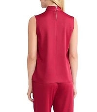 MISOOK Crepe De Chine Mock Neck Sleeveless Blouse