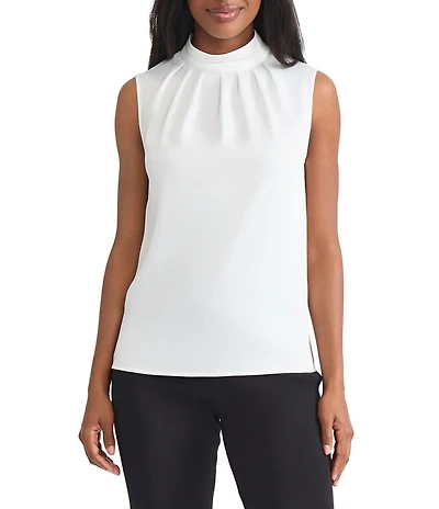 MISOOK Crepe De Chine Mock Neck Sleeveless Blouse