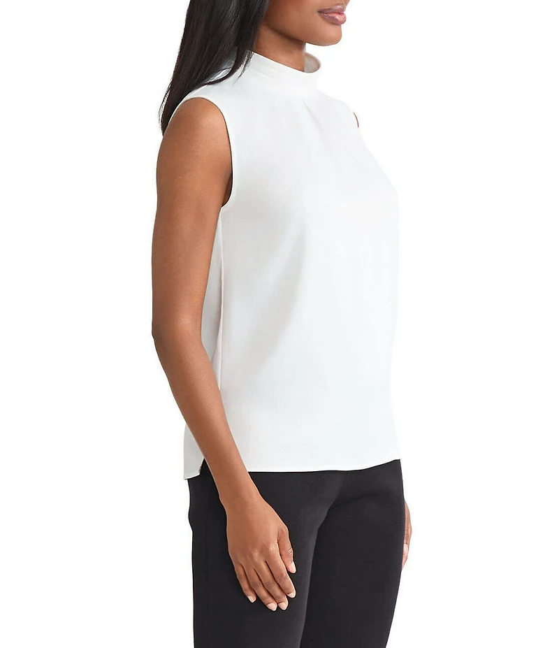 MISOOK Crepe De Chine Mock Neck Sleeveless Blouse
