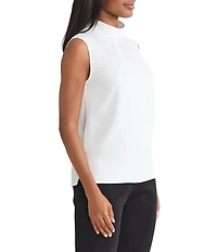 MISOOK Crepe De Chine Mock Neck Sleeveless Blouse