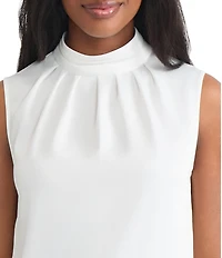 MISOOK Crepe De Chine Mock Neck Sleeveless Blouse