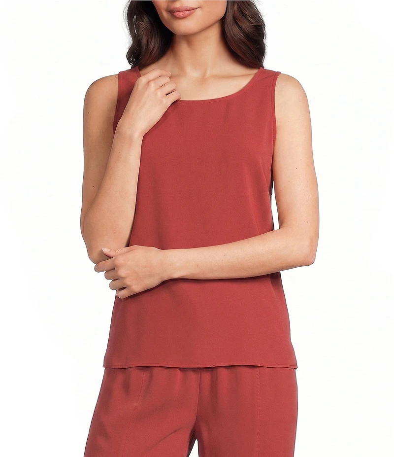MISOOK Crepe De Chine Scoop Neck Sleeveless Tank Top