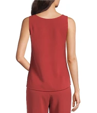 MISOOK Crepe De Chine Scoop Neck Sleeveless Tank Top