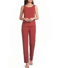 MISOOK Crepe De Chine Scoop Neck Sleeveless Tank Top