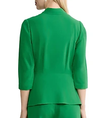 MISOOK Crepe de Chine Surplice V-Neck 3/4 Sleeve Wrap Blouse