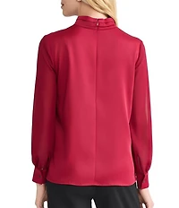 MISOOK Crepe De Chine Twist Neck Long Sheer Sleeve Blouse