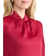 MISOOK Crepe De Chine Twist Neck Long Sheer Sleeve Blouse