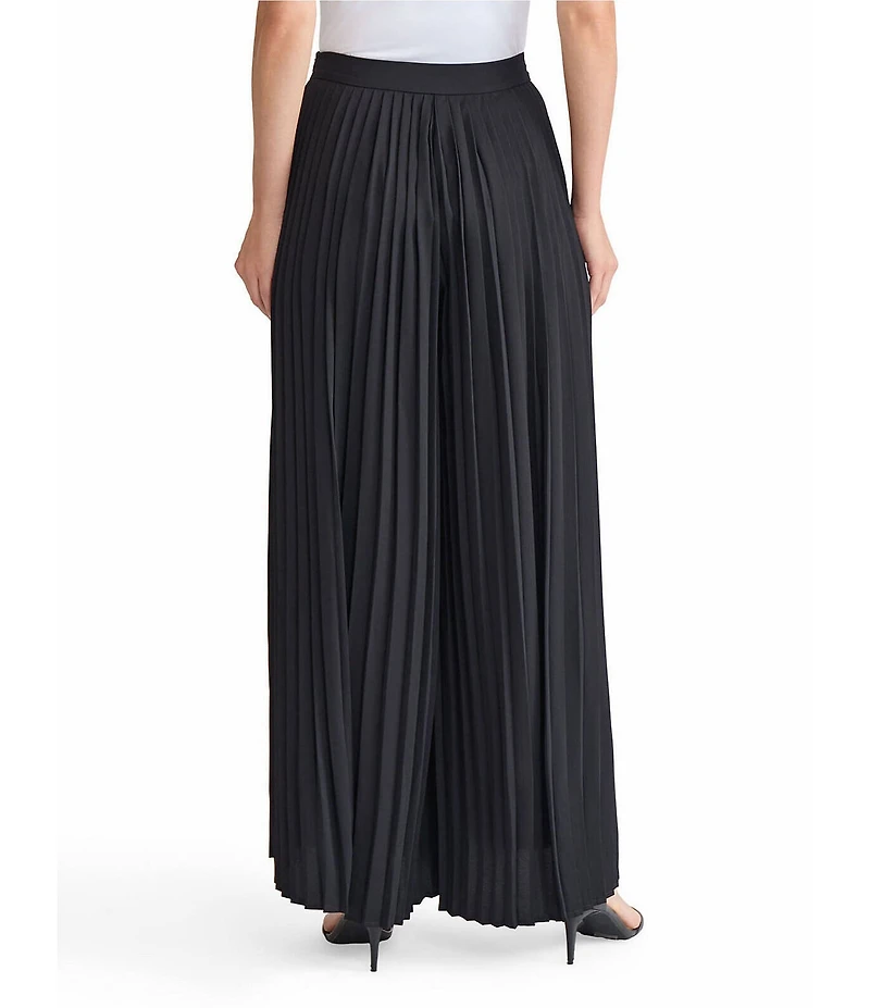 MISOOK Crepe High-Waisted Pleated Palazzo Pants