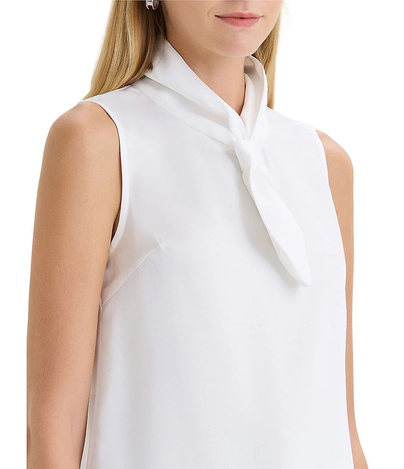 MISOOK Crepe Mock Tie-Neck Sleeveless Blouse