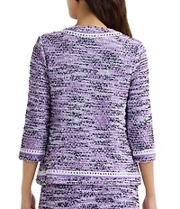 MISOOK Eyelash Knit Jewel Neck 3/4 Sleeve Jacket