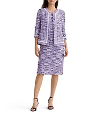 MISOOK Eyelash Knit Jewel Neck 3/4 Sleeve Jacket