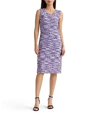 Misook Eyelash Ribbon Knit Scoop Neck Sleeveless Sheath Dress