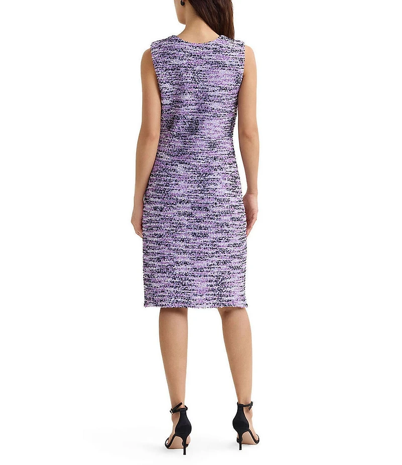 Misook Eyelash Ribbon Knit Scoop Neck Sleeveless Sheath Dress