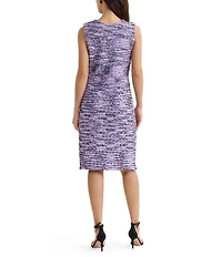 Misook Eyelash Ribbon Knit Scoop Neck Sleeveless Sheath Dress