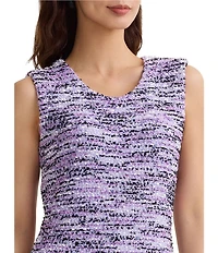 Misook Eyelash Ribbon Knit Scoop Neck Sleeveless Sheath Dress