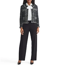 MISOOK Eyelash Tweed Knit Round Neck Long Sleeve Jacket