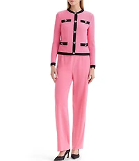 MISOOK Eyelet Recycled Knit Crew Neck Long Sleeve Jacket