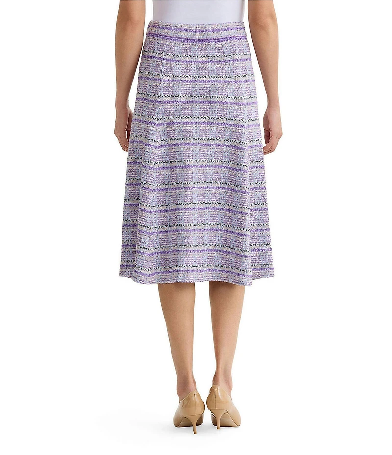 MISOOK Flared Plaid Tweed Knit A-Line Midi Skirt