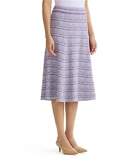 MISOOK Flared Plaid Tweed Knit A-Line Midi Skirt