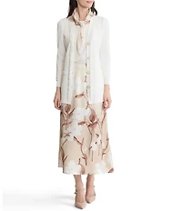 MISOOK Flat Knit V-Neck Long Sleeve Beaded Trim Cardigan