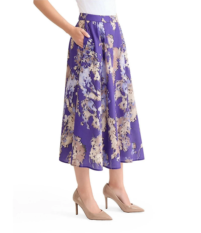 MISOOK Floral Printed Crepe De Chine A-Line Skirt