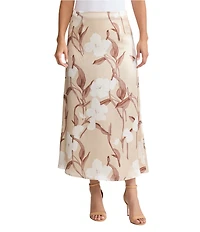 MISOOK Floral Printed Silk Flared Midi Skirt