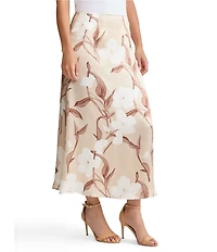 MISOOK Floral Printed Silk Flared Midi Skirt