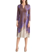 MISOOK Jacquard Split V-Neck Bracelet Sleeve A-Line Dress