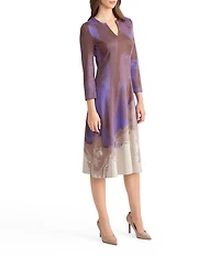 MISOOK Jacquard Split V-Neck Bracelet Sleeve A-Line Dress