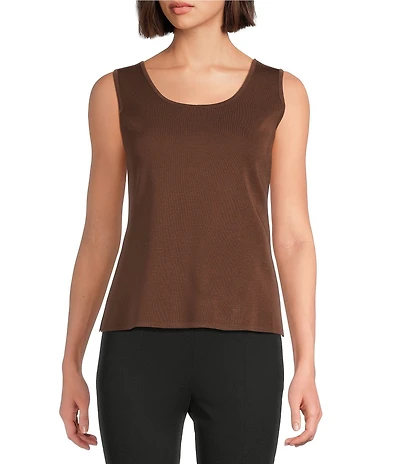 MISOOK Knit Double Scoop Neck Sleeveless Tank