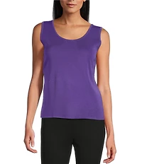MISOOK Knit Double Scoop Neck Sleeveless Tank