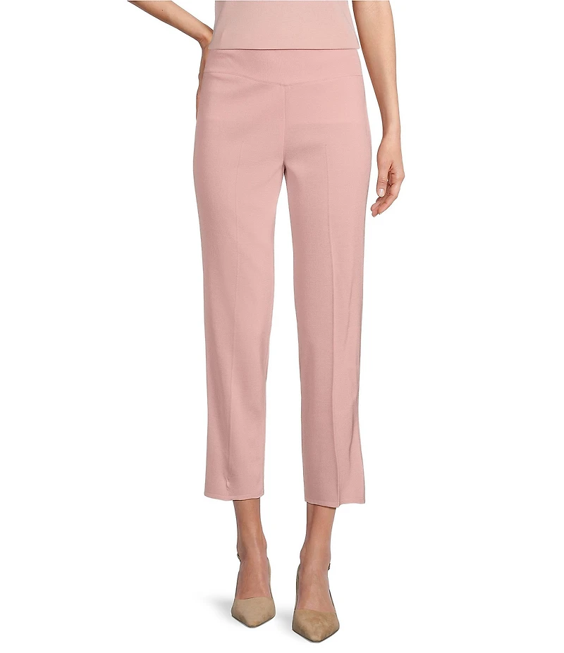 MISOOK Knit Flat Front Slim Leg Ankle-Length Pull-On Pants