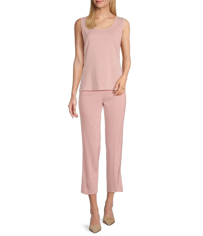 MISOOK Knit Flat Front Slim Leg Ankle-Length Pull-On Pants