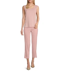 MISOOK Knit Flat Front Slim Leg Ankle-Length Pull-On Pants