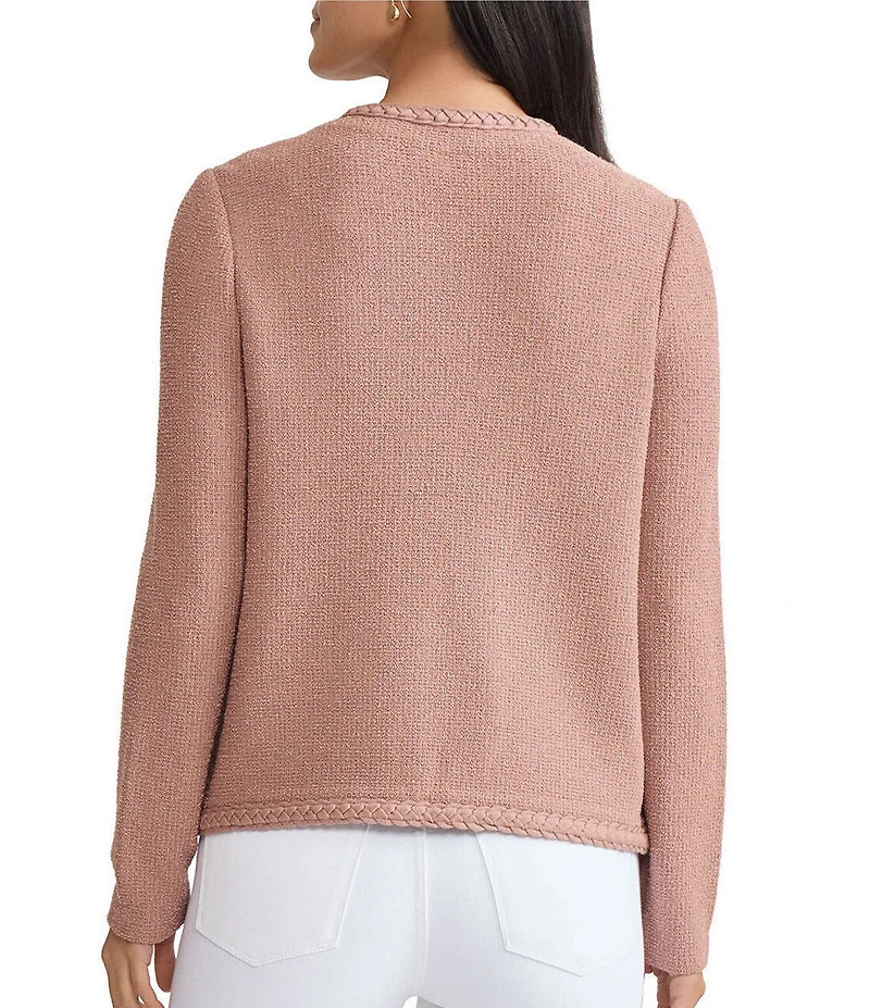 MISOOK Lightweight Soft Tweed Jewel Neck Long Sleeve Jacket