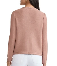 MISOOK Lightweight Soft Tweed Jewel Neck Long Sleeve Jacket