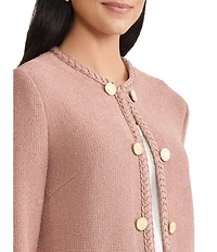 MISOOK Lightweight Soft Tweed Jewel Neck Long Sleeve Jacket