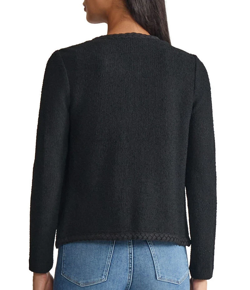 MISOOK Lightweight Soft Tweed Jewel Neck Long Sleeve Jacket