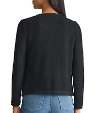 MISOOK Lightweight Soft Tweed Jewel Neck Long Sleeve Jacket