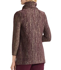 MISOOK Lurex Knit Rouched Stand Collar Bracelet Sleeve Jacket